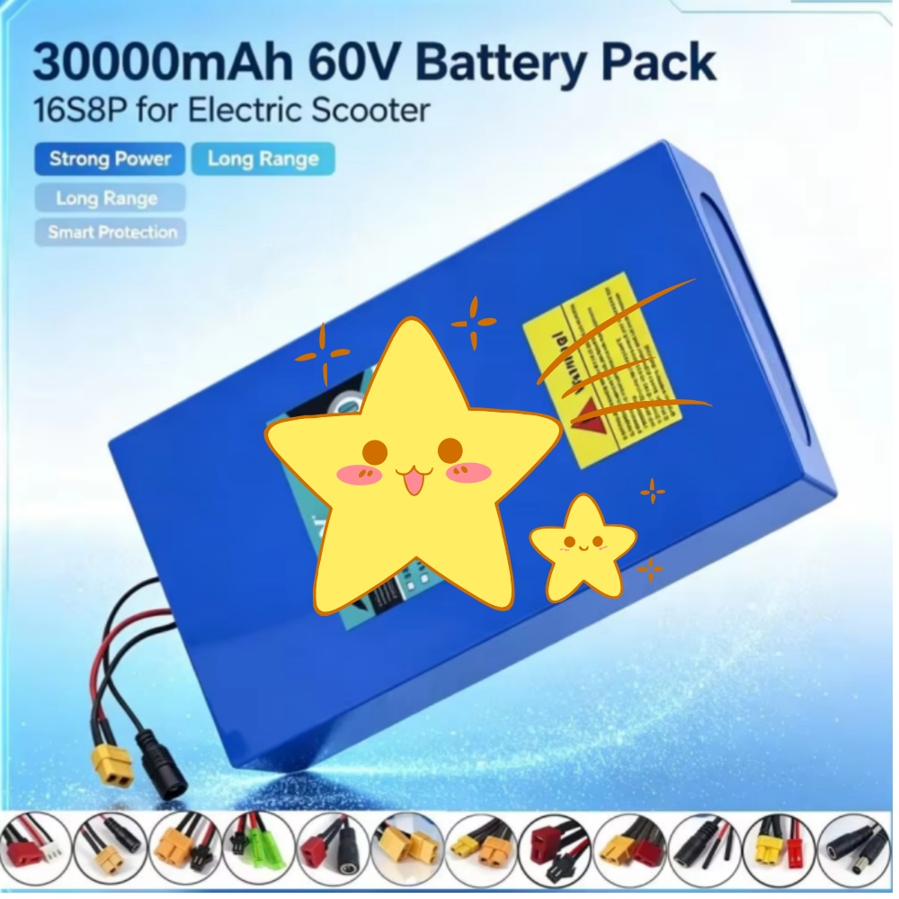 60V 30Ah Electric Scooter Battery - 16S8P 1000W-3000W 60V 30Ah Baterai Lithium