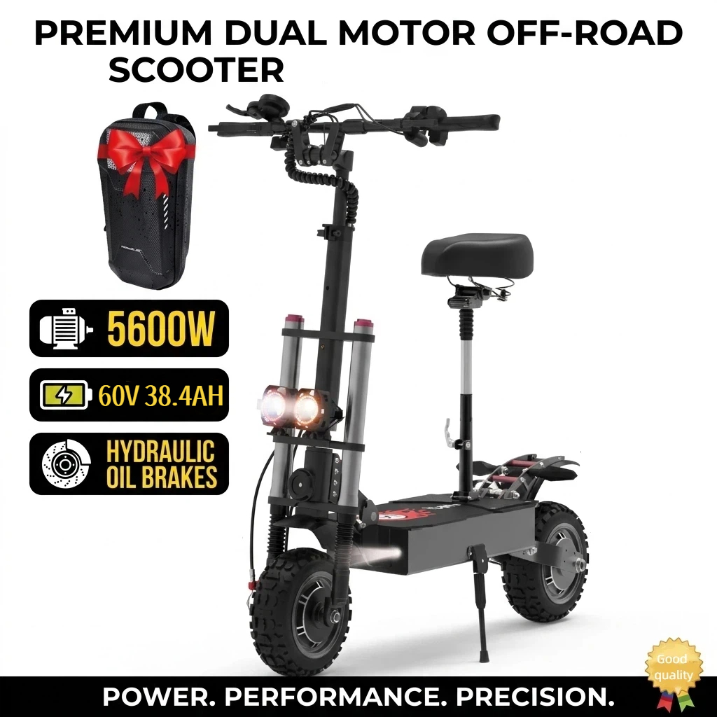 60V 5600W Dual Motor Electric Scooter - Skuter Listrik untuk Dewasa, Motor Ganda
